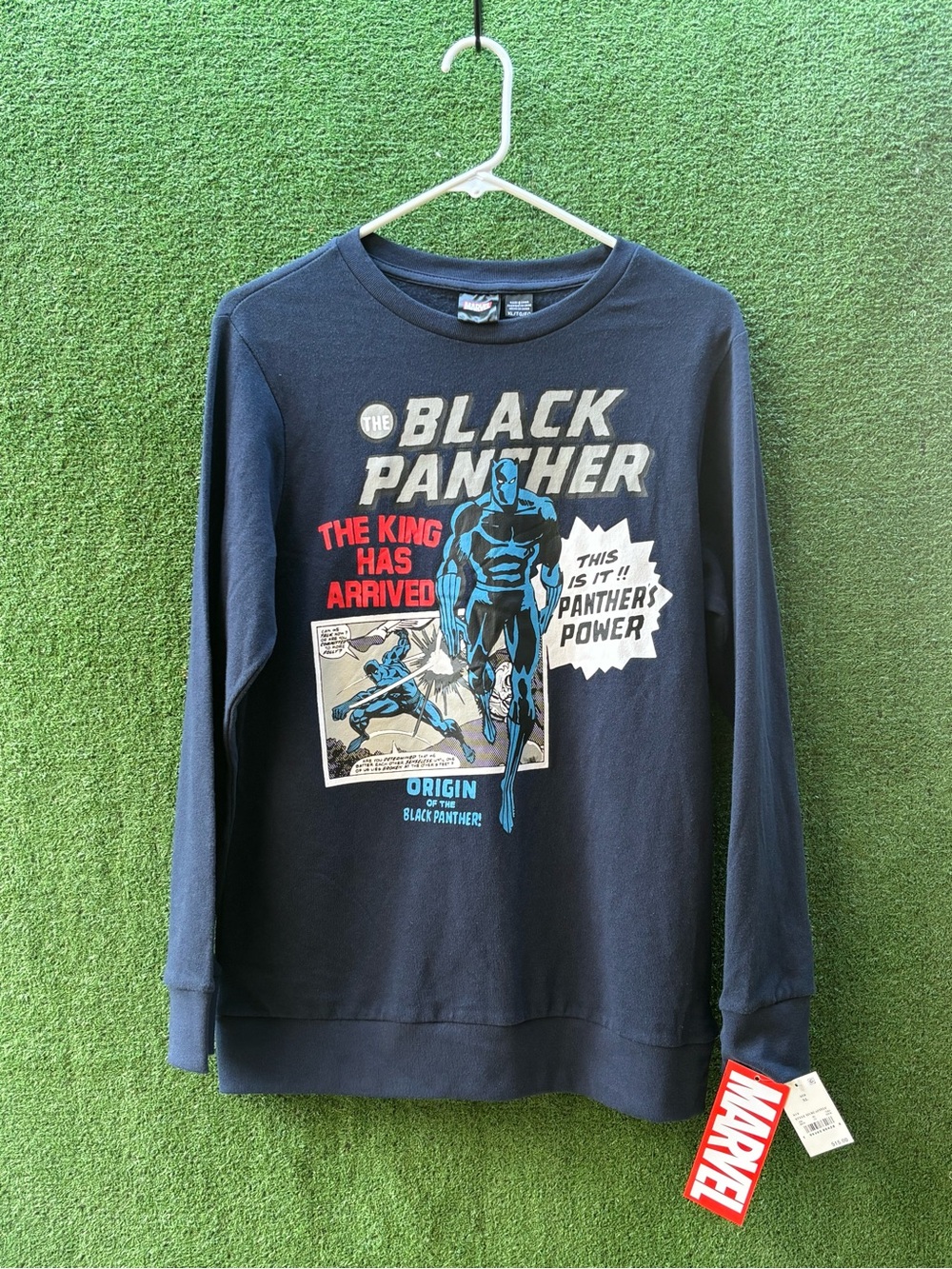 Marvel Black Panther Navy Crewneck Graphic Sweatshirt